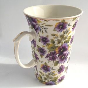 Mug Cup Princess Mary Anne Porcelain Purple Flowers Floral 5 1/2" Tall